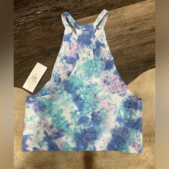 Spiritual Gangster Golden Coast Seamless Tye Dye Crop Tank Women XS/S Teal Blue - Picture 4 of 5